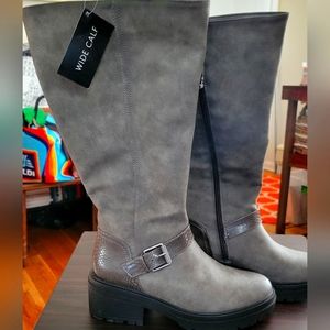 Adler wide calf taupe riding boot.